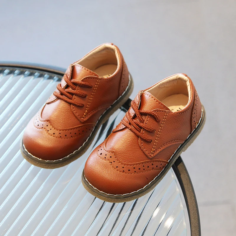 New Kids Shoes Retro Multi-color Pu Leather Boys Girls Rubber Bottom Soft Comfortable Children's Casual Shoes Fashion Hot Sale