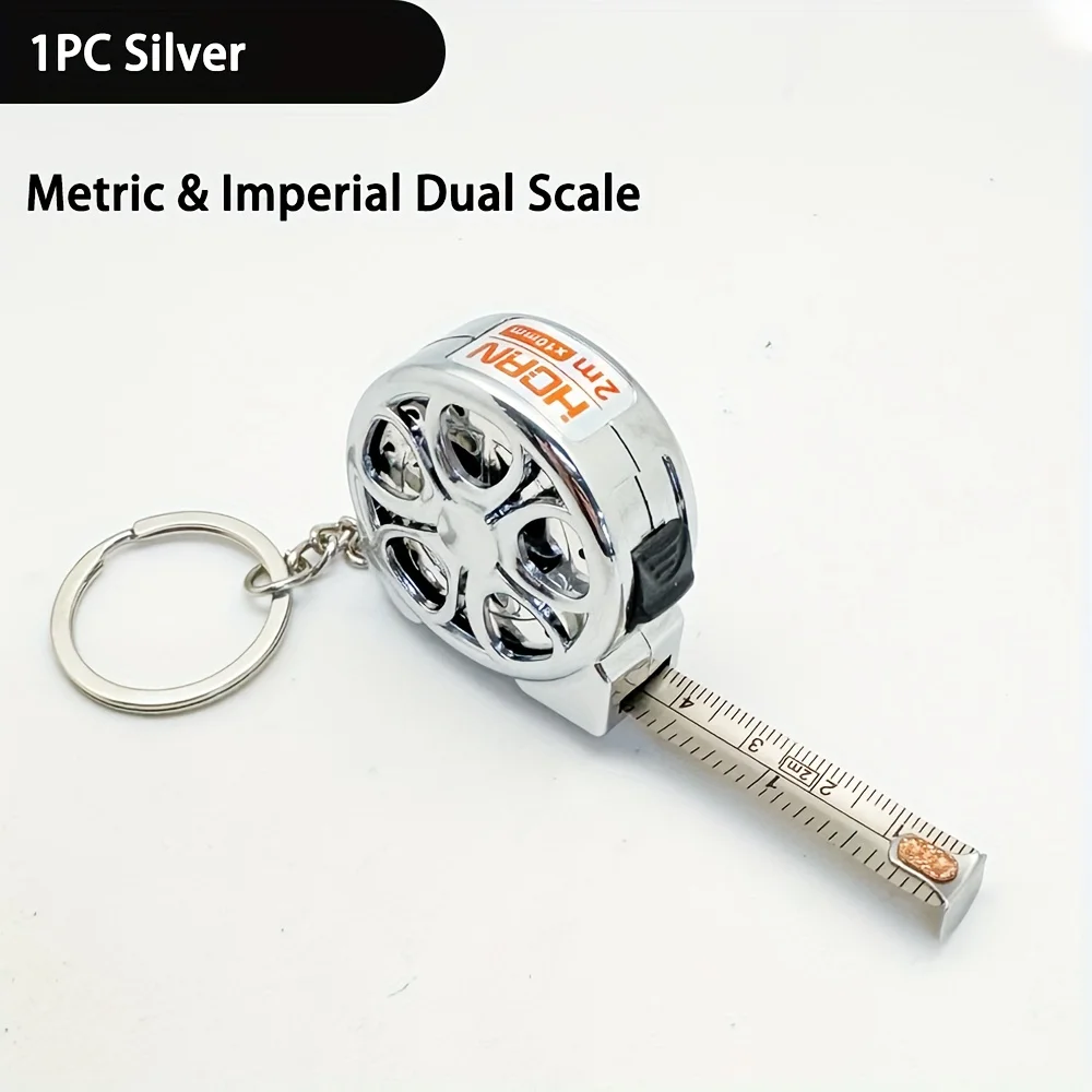 Portable Mini Tape Measure Retractable 2m Mild Steel Keychain Design Small Household Measuring Tool for DIY Crafting and Sewing