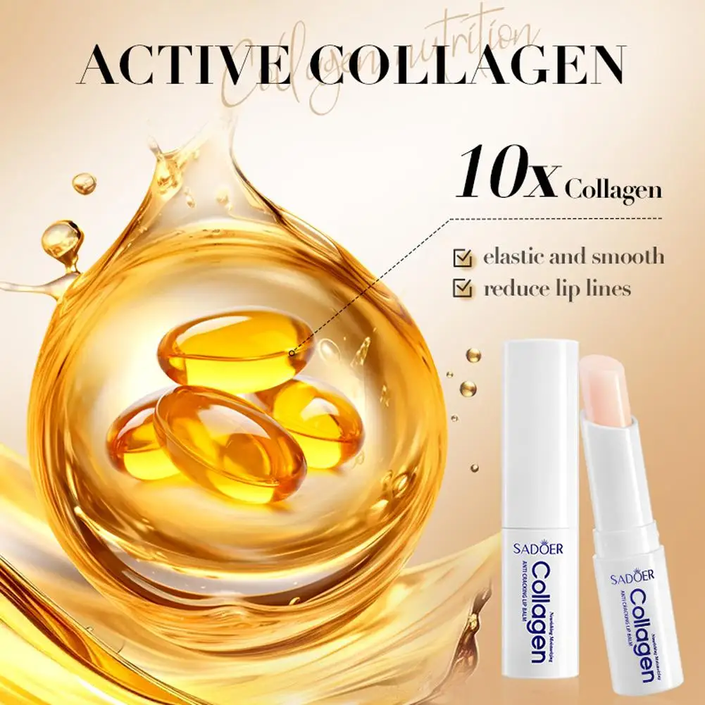 SADOER Collagen Lip Balm Moisturizing Anti Cracking Brightening Repair Nourishing Hydrating ลิปสติก LIPS Skin Care ผลิตภัณฑ์