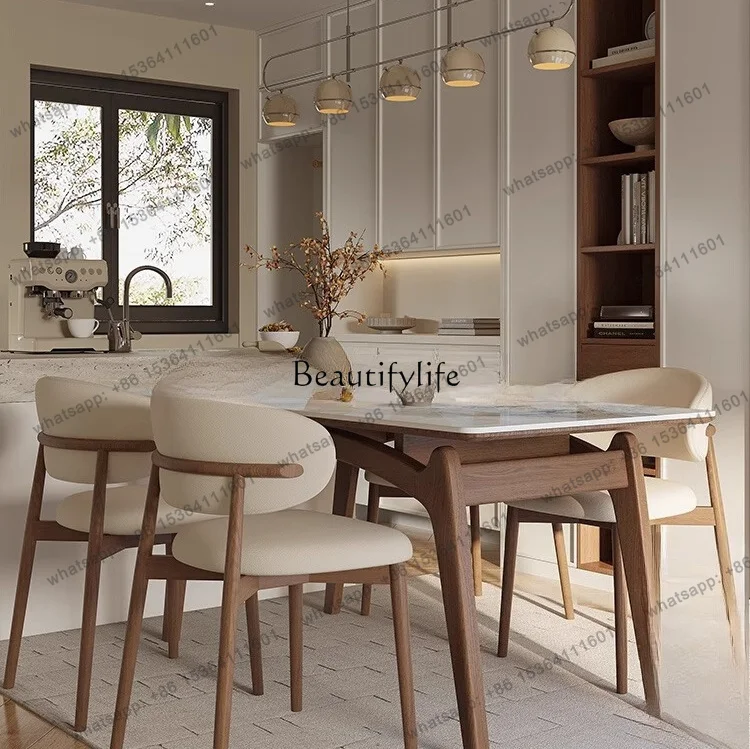Wood Rock Slab Dining Table Modern Simple Imported Ash Wood Nordic Rectangular Dining Table