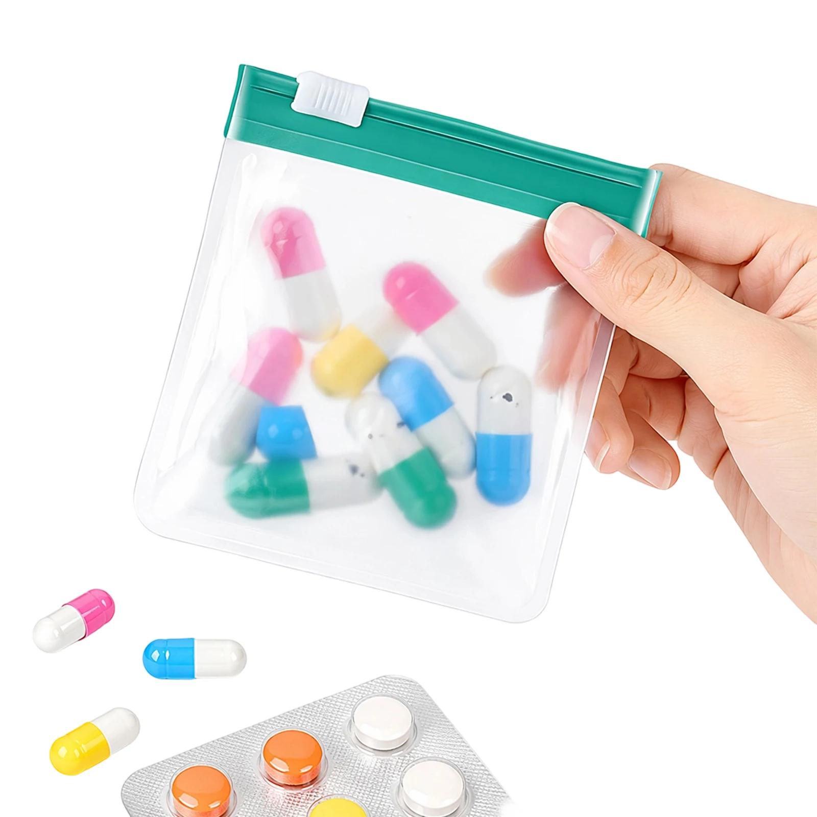 7 Colors Portable Pills Pouch Bags with Slide Lock Frosted Medicine Storage Bag Multi-Purpose for Jewelry/Earrings/Beads Storage