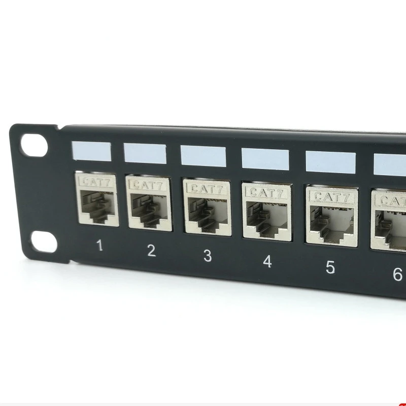 Efficient Cat7 Patch Panel 24Port CAT7/CAT6A FTP Patch Panel Full Shielded Incl. 24X Cat7 Shielded Keystone Adapter 1U 19 Inch