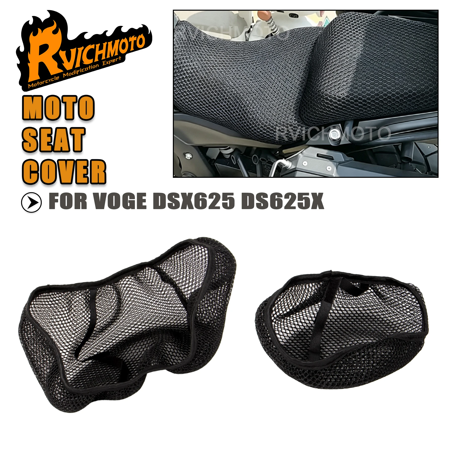 Für VOGE DS625X DS625 X DSX 625 DS DS625X Motorradzubehör Sitz 3D Sonnenschutz Atmungsaktives Netz-Kissen Rutschfester Sitzbezug