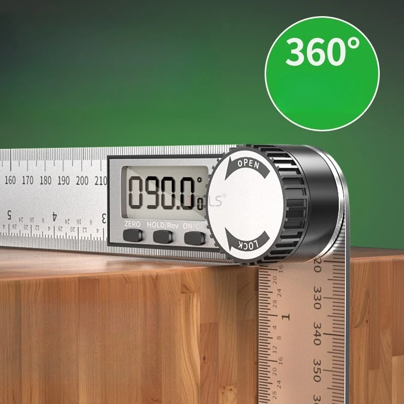 

Carpenter Tools Digital 360° Protractor Goniometer Electronic Angle Finder 20/30cm for High Precision Measuring Instrument