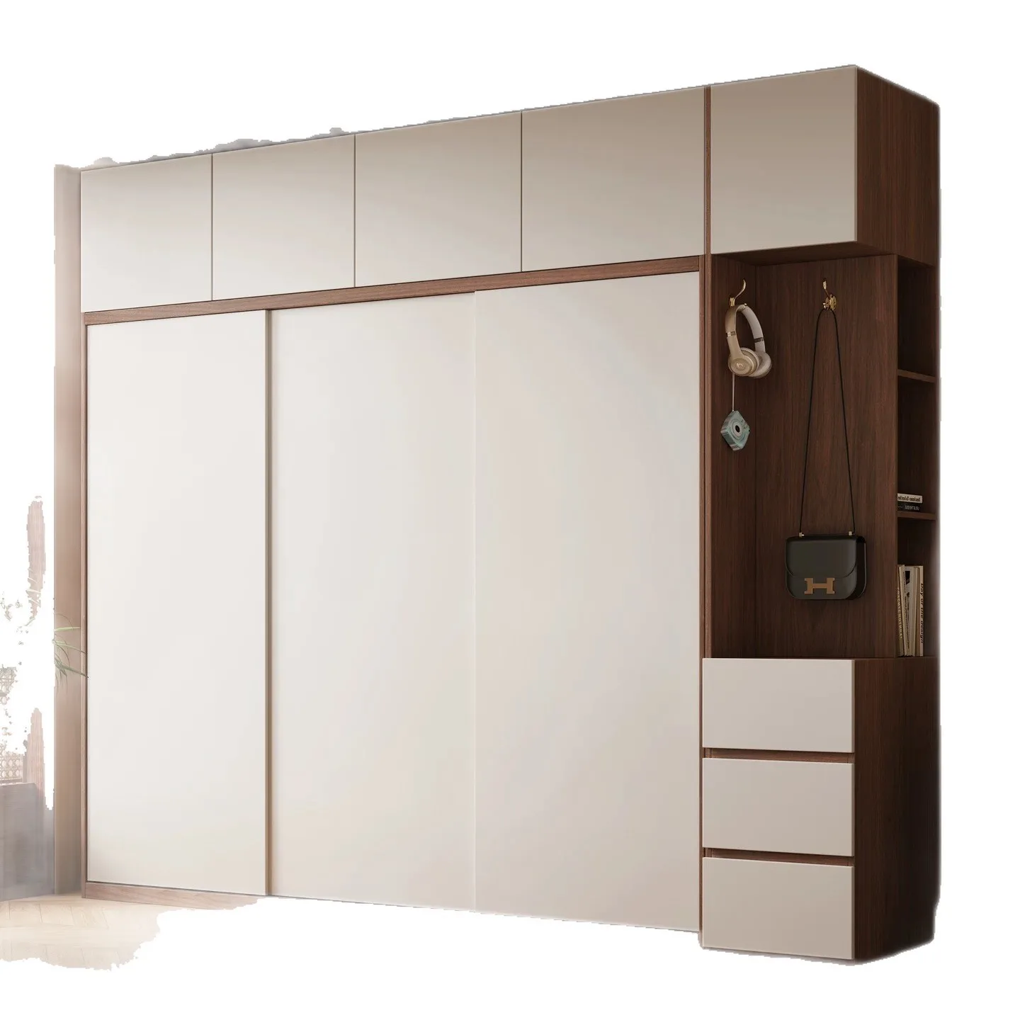 ENF grade 18mm solid wood Ozone board sliding door wardrobe, bedroom household small apartment storage cabinet 60 deep wardrobe