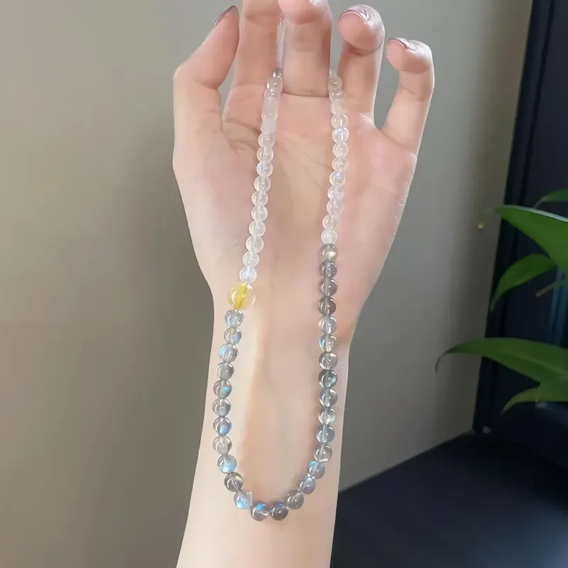 Natural gray moonlight double ring bracelet with golden hair crystal lucky women's bracelet light luxury fashion jewelry for