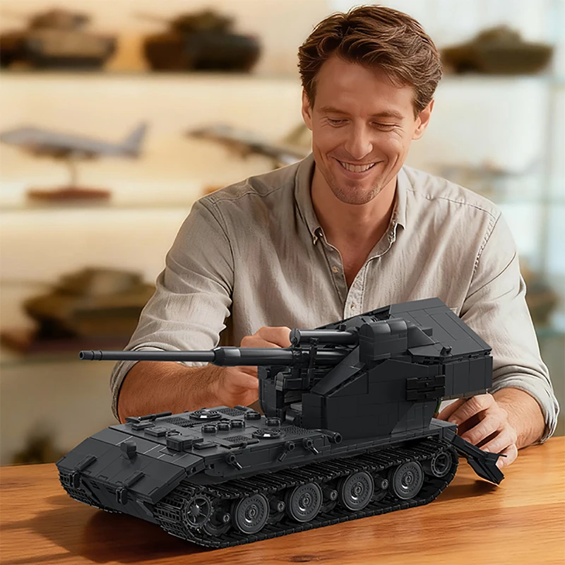 2036 Uds. Bloques de construcción de tanque Waamarager E-100 1:28 modelo de vehículo blindado pesado con 5 figuras de juguete para niños regalos