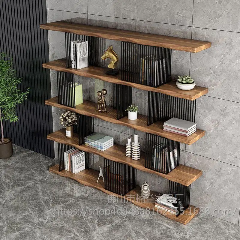 Q  solid wood full wall multi-layer shelf living room wall bookcase