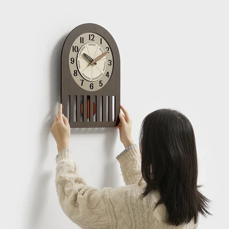 ساعة لا تثقيب خفيفة ساعة حائط فاخرة ساعة غرفة المعيشة 2025 ديكور ساعة إبداعي جديد راقي #3