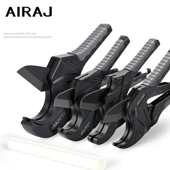 AIRAJ 산업용 등급 파이프 커터 가위, PVC, PU, PP, PE, 비닐, 고무 튜브 및 파이프 수동 래칫 가위, 33mm
