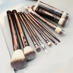 Hourglass Makeup Brushes Set - Luxury Powder Blush Eyeshadow Crease Concealer eyeLiner Smudger Metal Handle Brushes