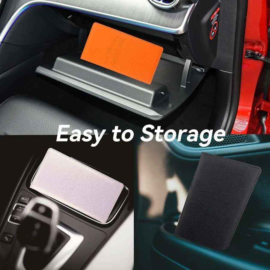 Organizer Kotak Sarung Tangan Mobil dari Kulit PU Premium untuk Registrasi Kendaraan dan Asuransi, Tempat Penyimpanan SIM, Kartu, dan Dokumen Penting