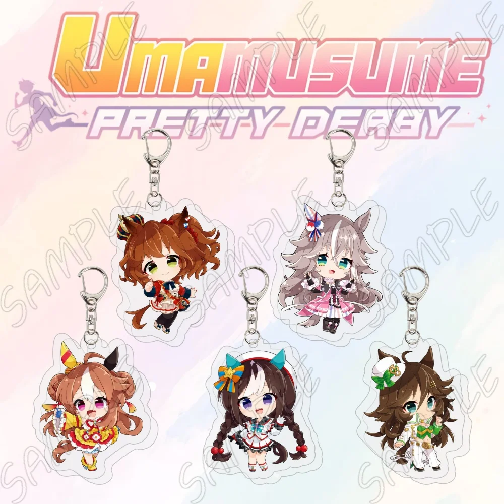 Anime Umamusume Acrylic Keychain 6cm Cute Chibi Twin Turbo Kitasan Black Keyring Bag Pendant Itabag Decor Toy Gift