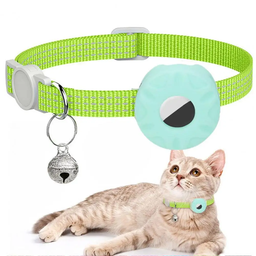 Collar with Tracker Cover Waterproof Cat Tracker Collar with Reflective Strips Adjustable Safety Elastic Buckle Pet for Small