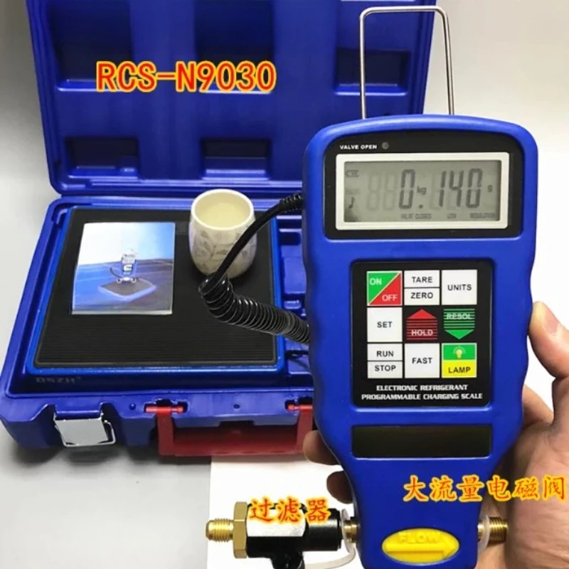 RCS‑N9030 Electronic Refrigerant Charging Scale, Digital Weighing Tool with Solenoid Valve for AC Fridge Maintenance