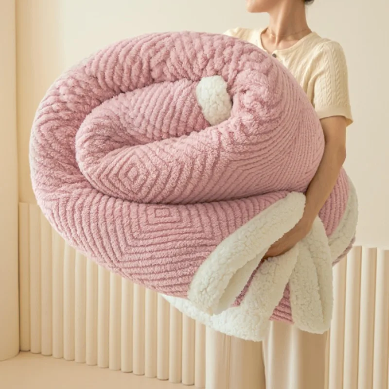Multi Functional Warm Blanket New Luxury Jacquard Double Layer Lamb Wool Blanket with Long Lasting Heat Retention Soft and Cozy