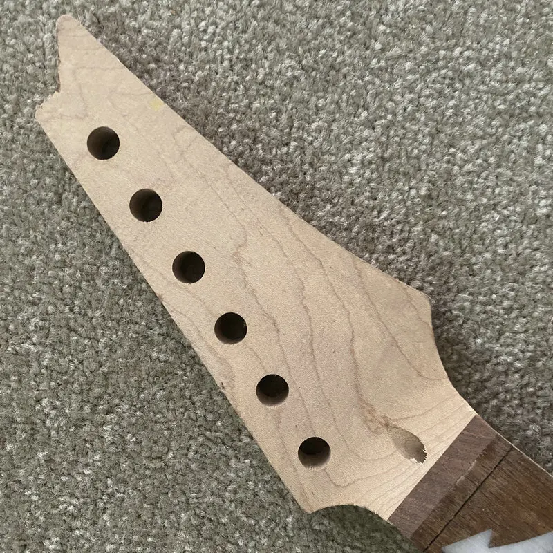 IN831 Mini Electric Guitar Neck Semi Finishing without Frets Custom Order Short Scales Length with Damages for DIY Replace