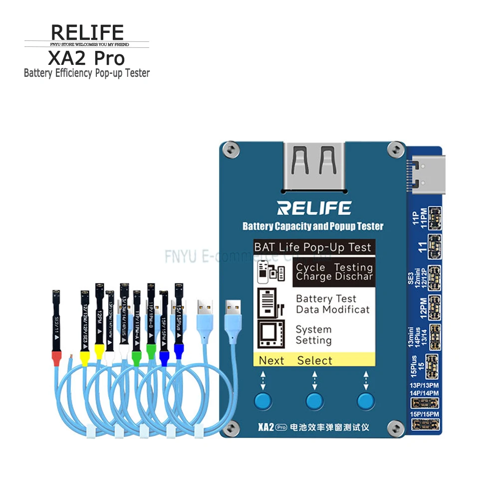 RELIFE XA2 Pro Battery Efficiency Pop-up Tester for IP 11-15PM Cable Free Battery Health and Charging Optimize Repair Tool