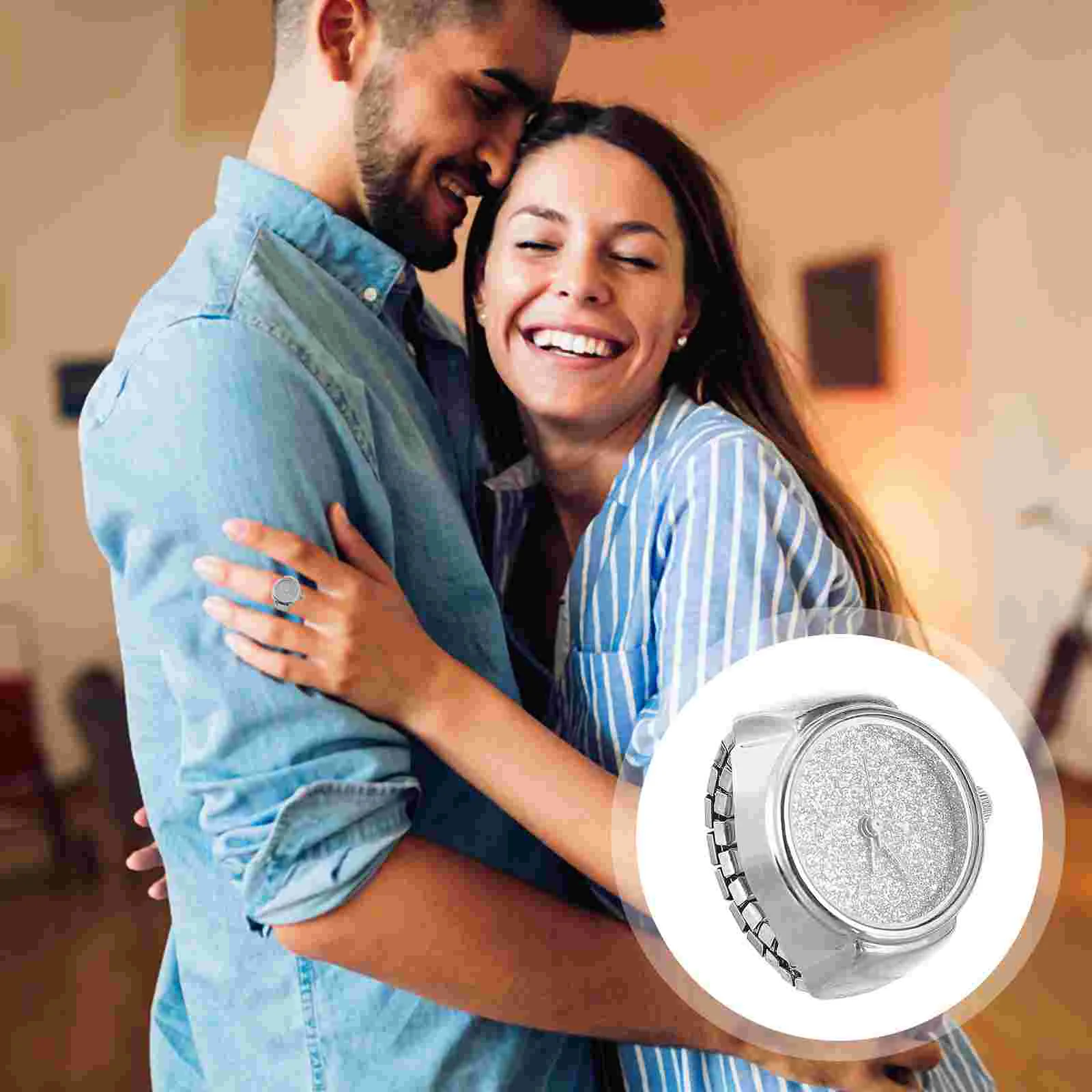 Watch Rings Female Personality Simple Glitter Ring Watch Gifts for Men Women finger watch ring women ring watch