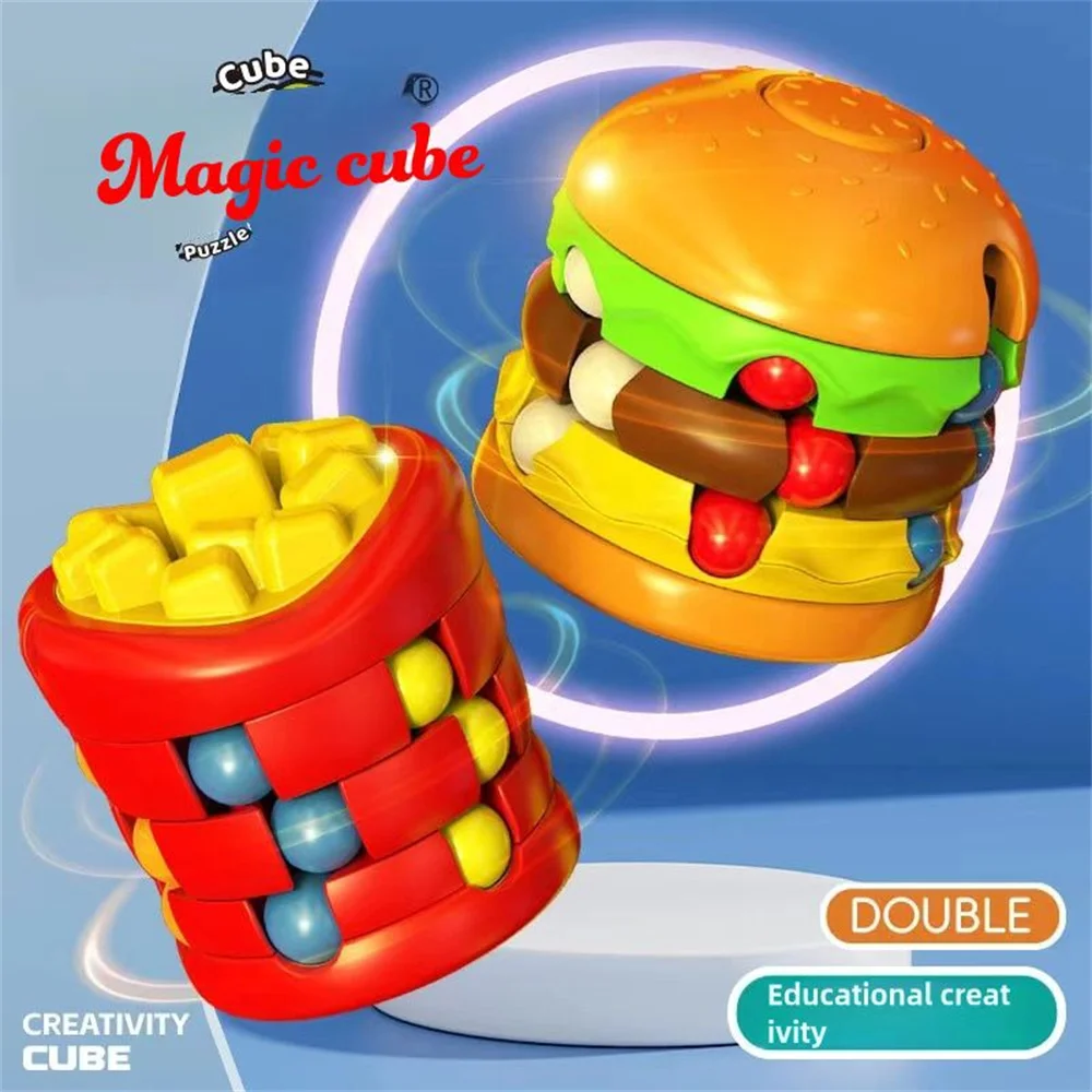 Burger Magic Cube French Fries Magic Beans ความเครียดบรรเทาปลายนิ้ว Gyroscope ใหม่ที่ไม่ซ้ํากันหมุน Ball Ball ปริศนาเด็ก
