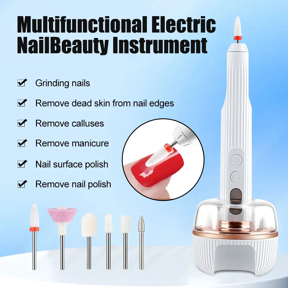 Electric Nail Polisher Drill Bits Professional Nails Grinding Polishing UV Lamp