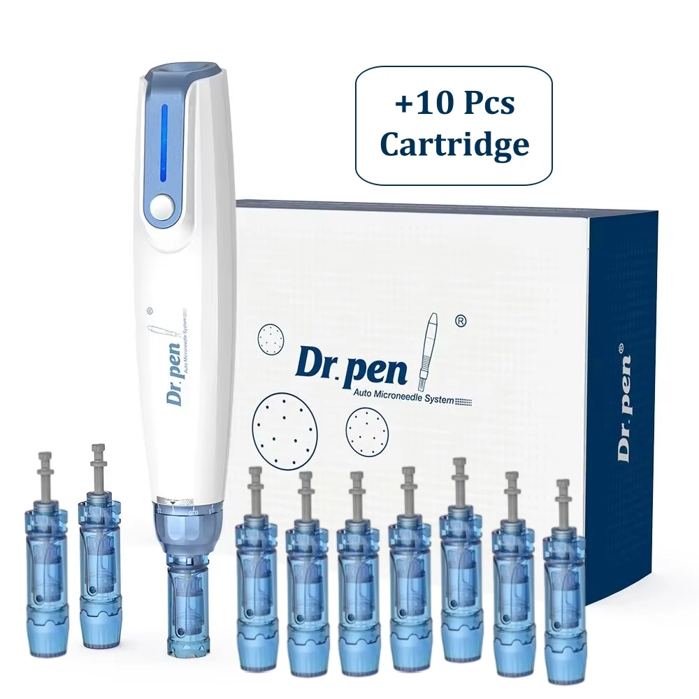 kit-de-stylo-dermique-sans-fil-dr-pen-a9-6-vitesses-ecran-led-micro-aiguilletage-stylo-dermique-avec-10-cartouches-d'aiguilles-a-valve-de-02-mm