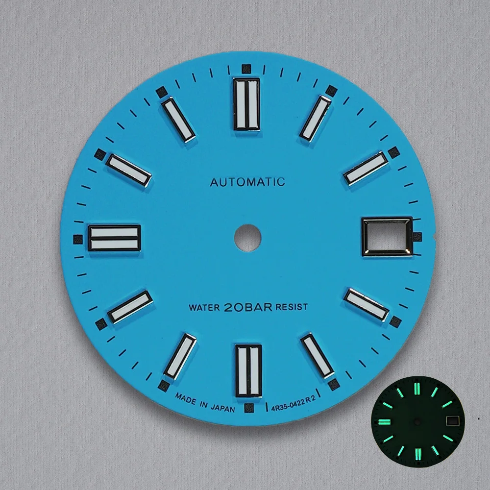 جديد 28.5 مللي متر S شعار NH35/NH36/4R/7S الطلب مناسبة للحركة الأوتوماتيكية اليابانية C3 الأخضر مضيئة ساعة اكسسوارات