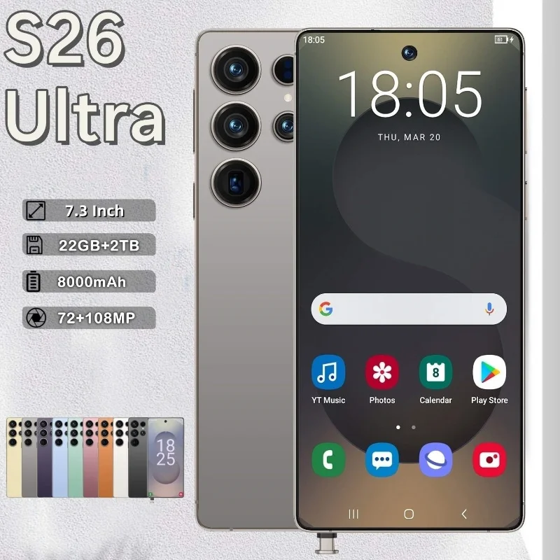 

NEW S26 Ultra HOT 2025 original intelligent 5G dual card dual standby Android 14 system global version 8000mAh battery 7.3inch