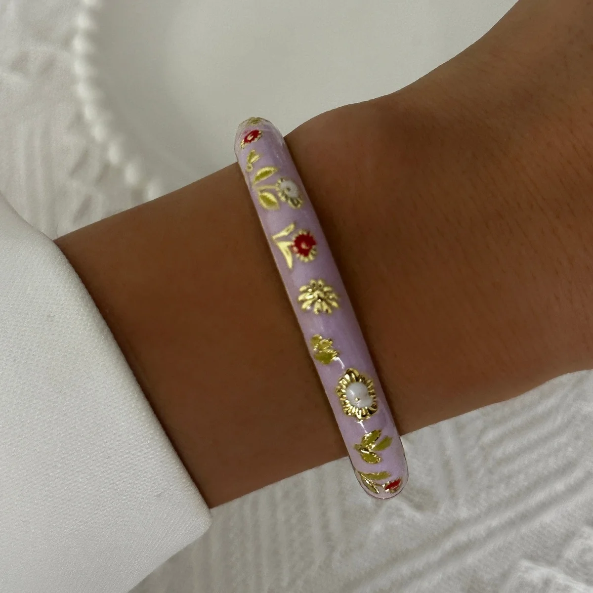 Vintage-Emaille-Armbänder mit Blumenmuster für Damen und Herren, Retro, bunt, kontrastierend, Gänseblümchen, elegant, modischer Schmuck – Detail 18