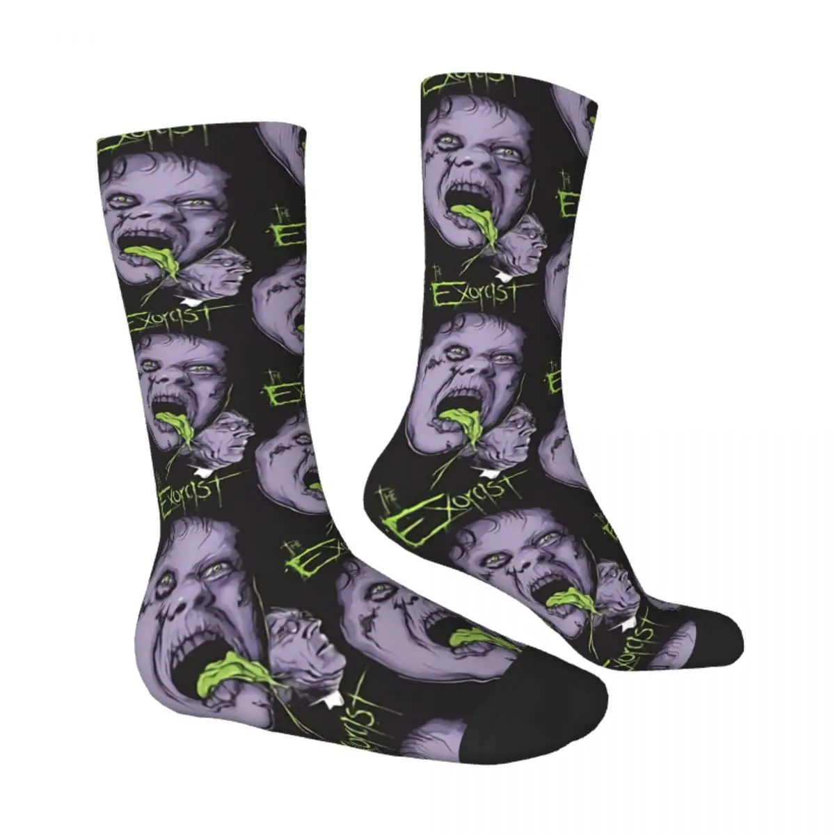 Hip Hop Vintage Possessed Crazy Men\'s Socks Horror Movies Unisex Harajuku Seamless Printed Funny Happy Crew Sock Boys Gift