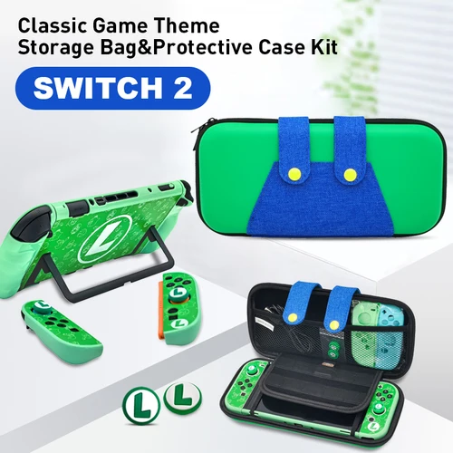 Bolsa de almacenamiento estilo Luig clásico 2025 para NS Switch 2, funda de Estuche de transporte duro portátil, funda para NS Switch 2, accesorios de juego