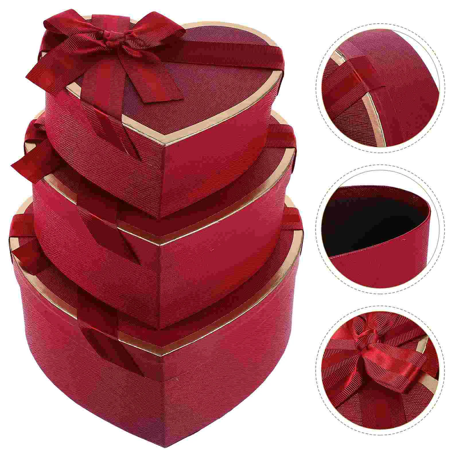 

3 Pcs Gift Box Packaging Boxes for Gifts Flowers Red with Lids Present Wrapping Packing Lipstick