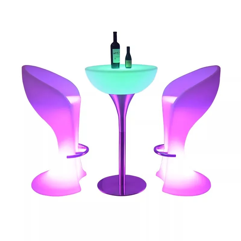 كرسي مرتفع كرسي بار خفيف فاخر عالي الجودة طاولة مستديرة عالية القدم شريط مضيء خارجي طاولات وكراسي بار المشاهير على الإنترنت #1