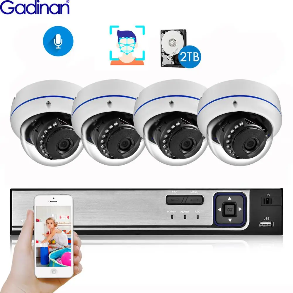 

Gadinan H.265+ 5MP Outdoor Camera POE NVR CCTV Kit Outdoor Dome Motion Detection Surveillance 5/4MP IP Smart Audio Webcam XMEye