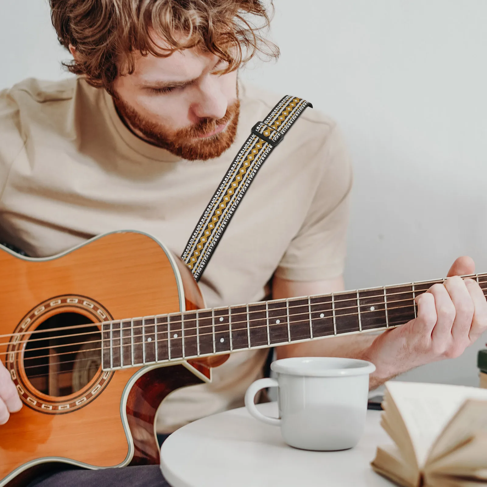 

1pc Adjustable Guitar Strap for Acoustic Electric Metal Buckle Comfortable Moisture Wicking Shoulder Belt High