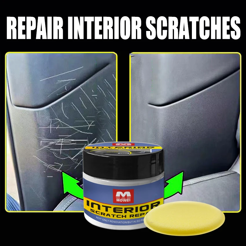 100g Interior Scratch Repair Paste, Universal Leather & Plastic Restorer Cream, Car Bumpers, Steering