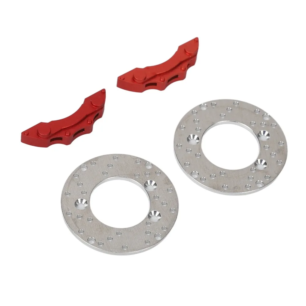 2 Pcs/Set Aluminum Alloy RC Wheel Brake Disc RC Upgrade Part Silver RC Brake Caliper Set for Traxxas TRX4/TRX6 1/10 RC Cars
