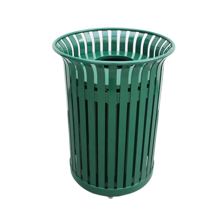 

36 Gallon Commercial Round Metal Trash Can with Lid Outdoor Street Large Metal Trash Receptacle Container