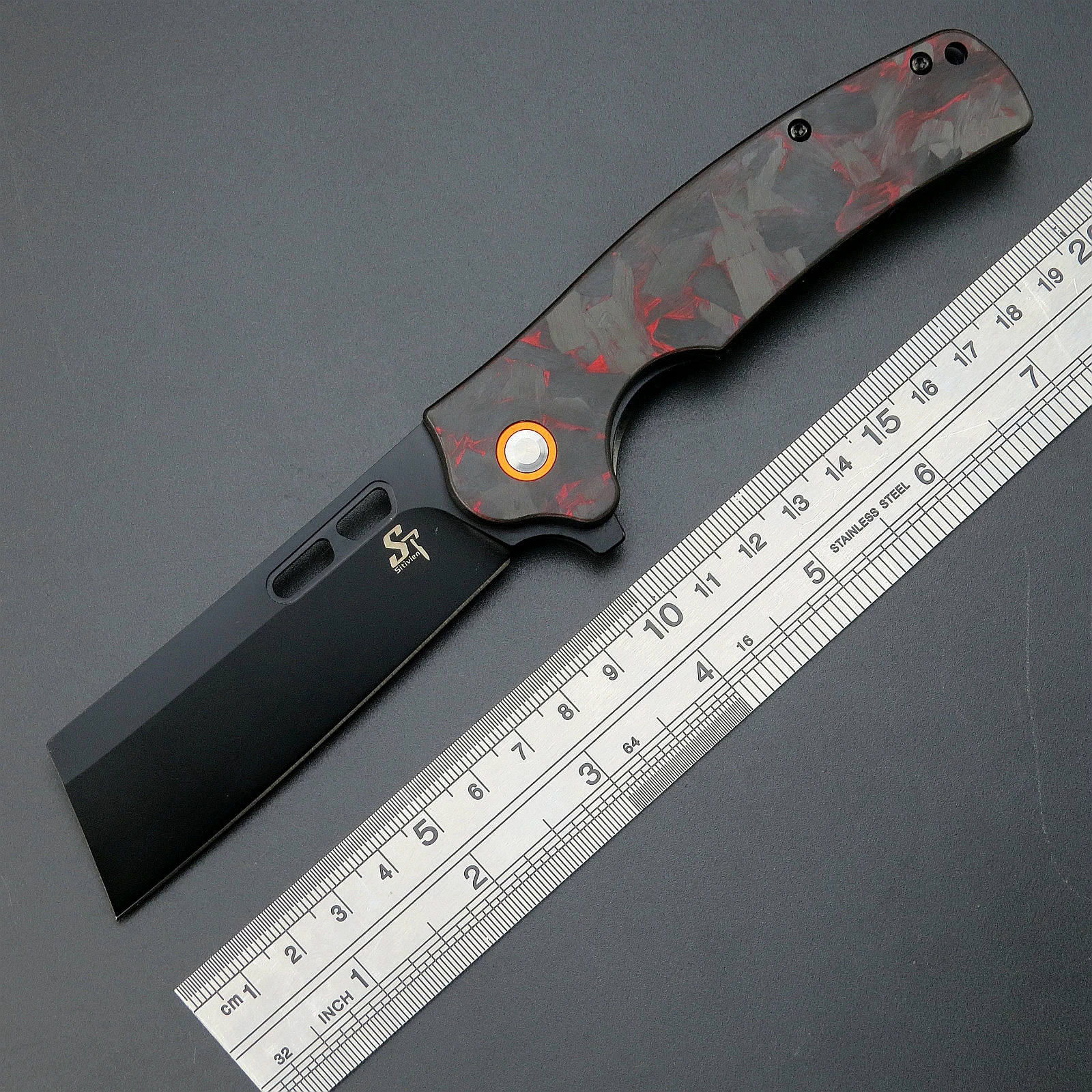 

Sitivien ST2 Folding Knife K110 Steel Blade Two Tone Carbon Fiber Handle Pocket EDC Tool Knives for Working Camping Survival