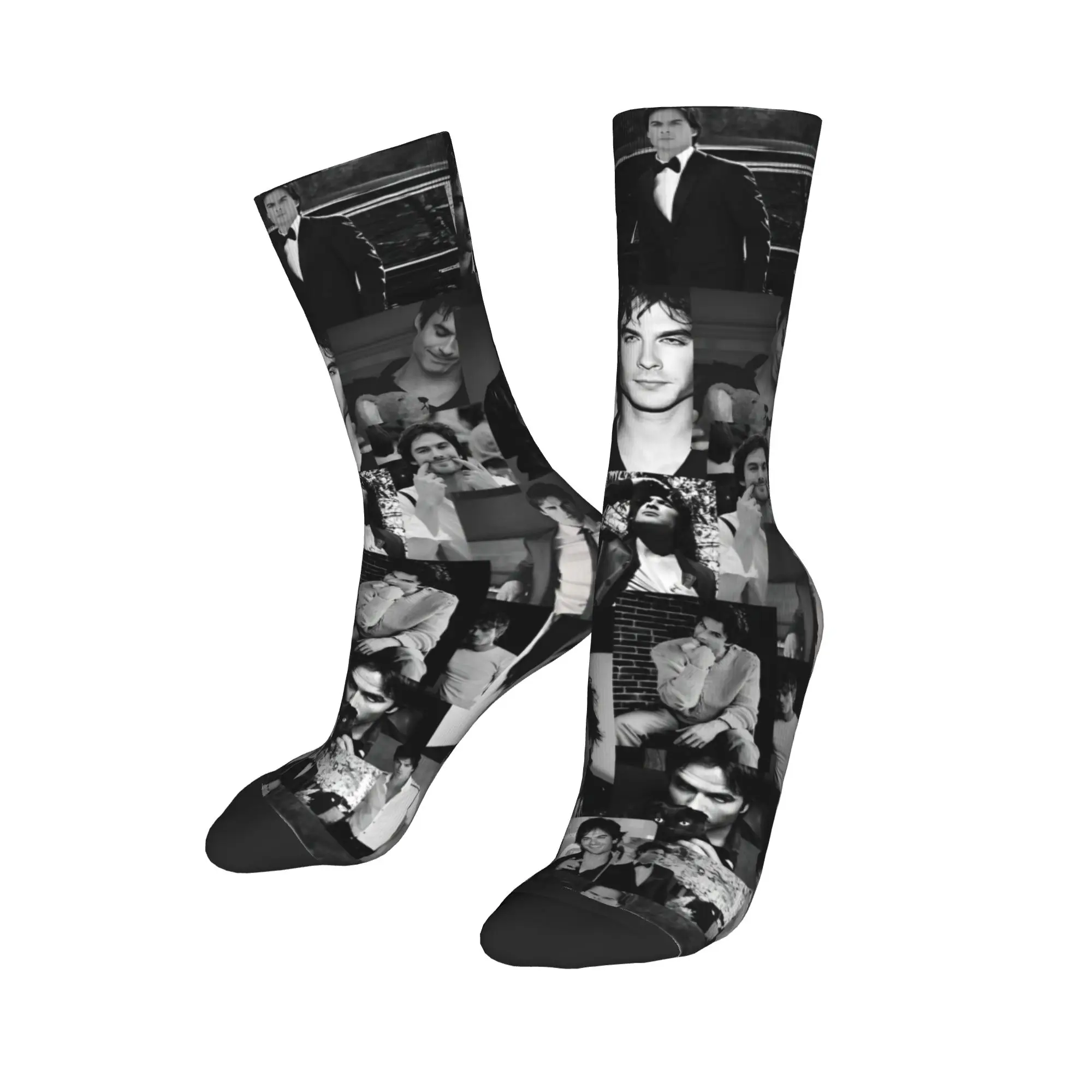 

Сумасшедший дизайн Damon Salvatore Спортивные носки Полиэстеровые носки средней длины для женщин и мужчин Нескользящие,