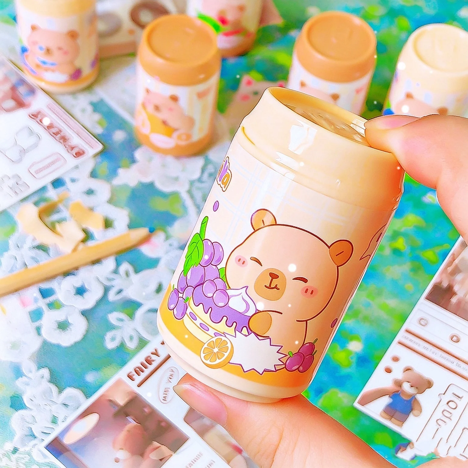 8/4 Piece Set of Animal-Patterned Drink-Shaped Pencil Sharpener and Eraser, Dual-Use, High-Value and Cute Stationery for Elementary School Students, Suitable for Students, Office Use, and Other Occasions, a Great Gift