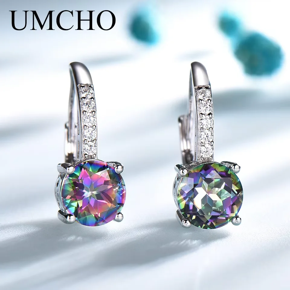

Colorful Earring 8mm Round Clip Earrings 925 Sterling Silver Earring for Woman Engagement Fashion Jewelry