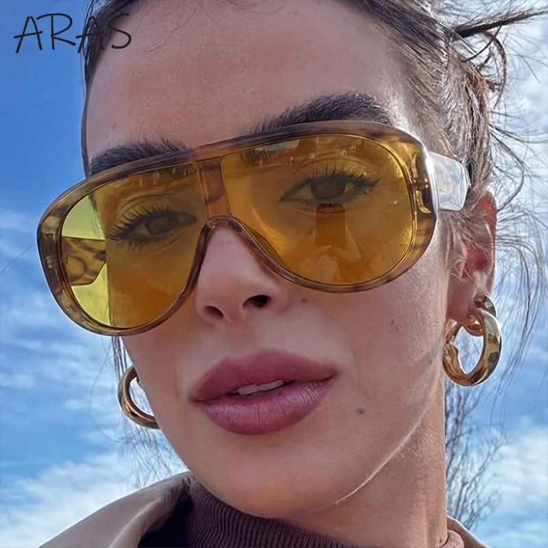 

Oversized Shield Flat Top Sunglasses Women 2026 Luxury Designer Vintage Y2K Big Frame Sun Glasses For Ladies One-Piece Eyewear
