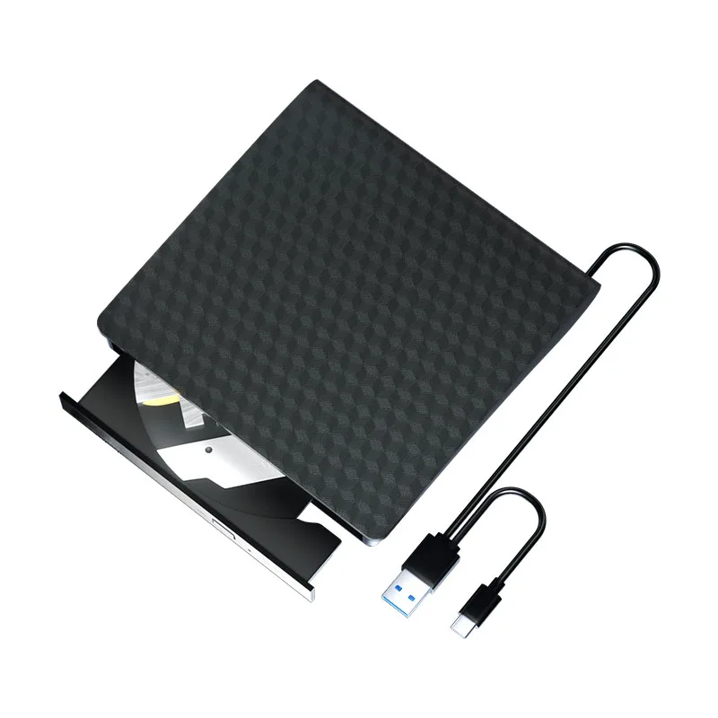 2 in 1 USB3.0 Type C Slim External DVD RW CD Writer Slim Optical Drive Burner Reader Player Tray Type Portable For PC Laptop