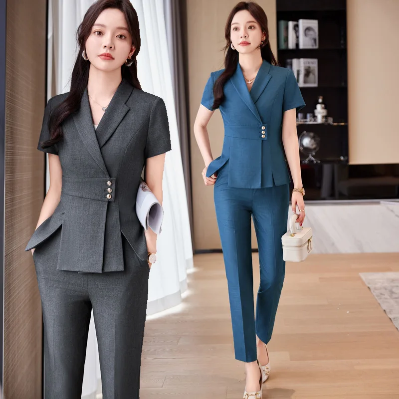 

Высококачественный маленький пиджак, женский элегантный деловой профессиональный костюм, элегантный повседневный комплект, офисная рабочая одежда, лето