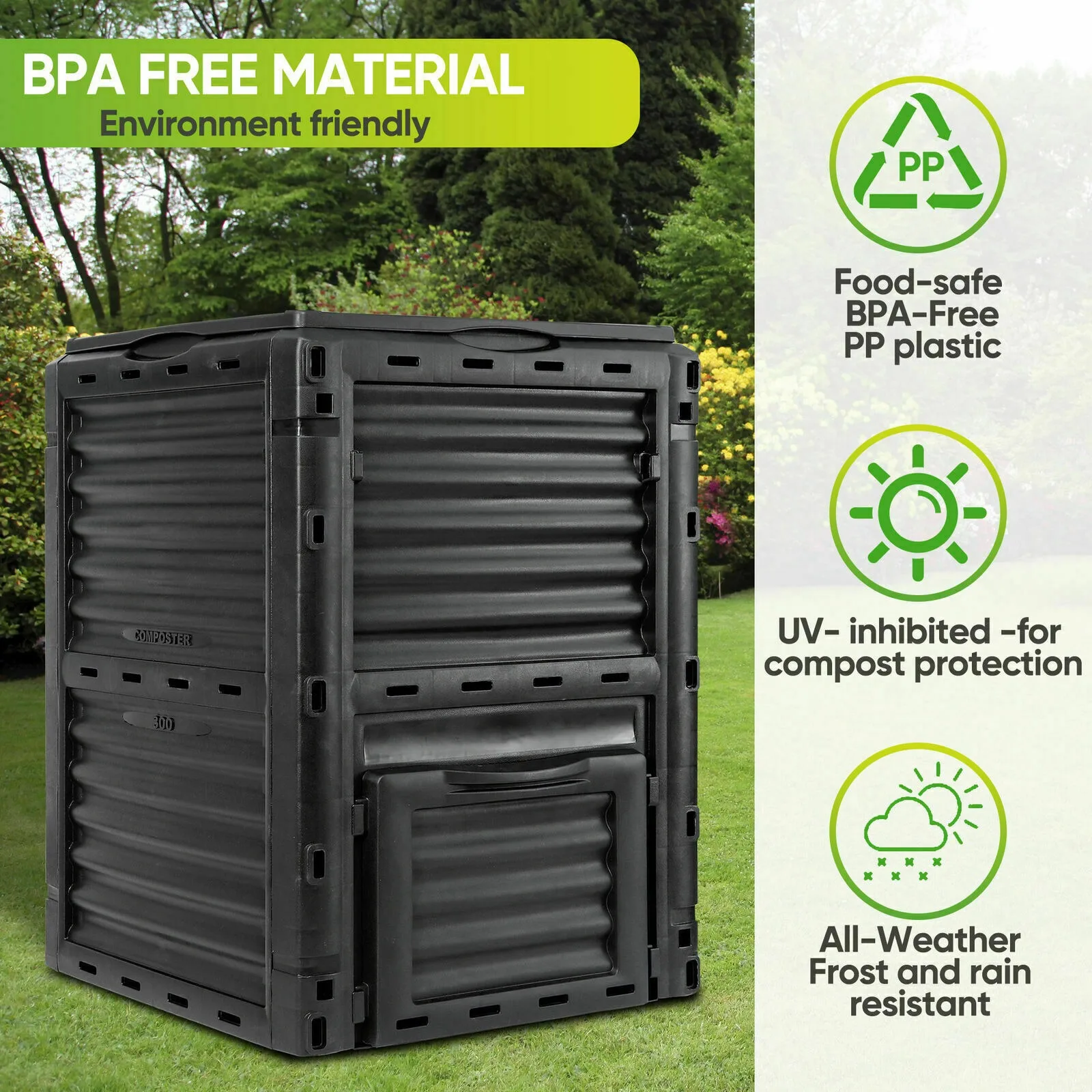 

80 Gallon Garden Composter Bin Fast Creation of Fertile Soil Compost Bin Outdoor United States