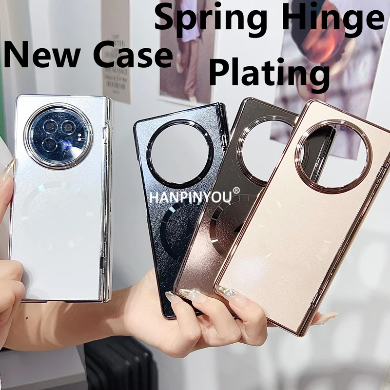 

Luxury Plating AG Magnetic Spring Case For vivo X Fold 3 Pro Fold3 Ultra Thin Spring Hinge Matte Cover Protector Back Shell