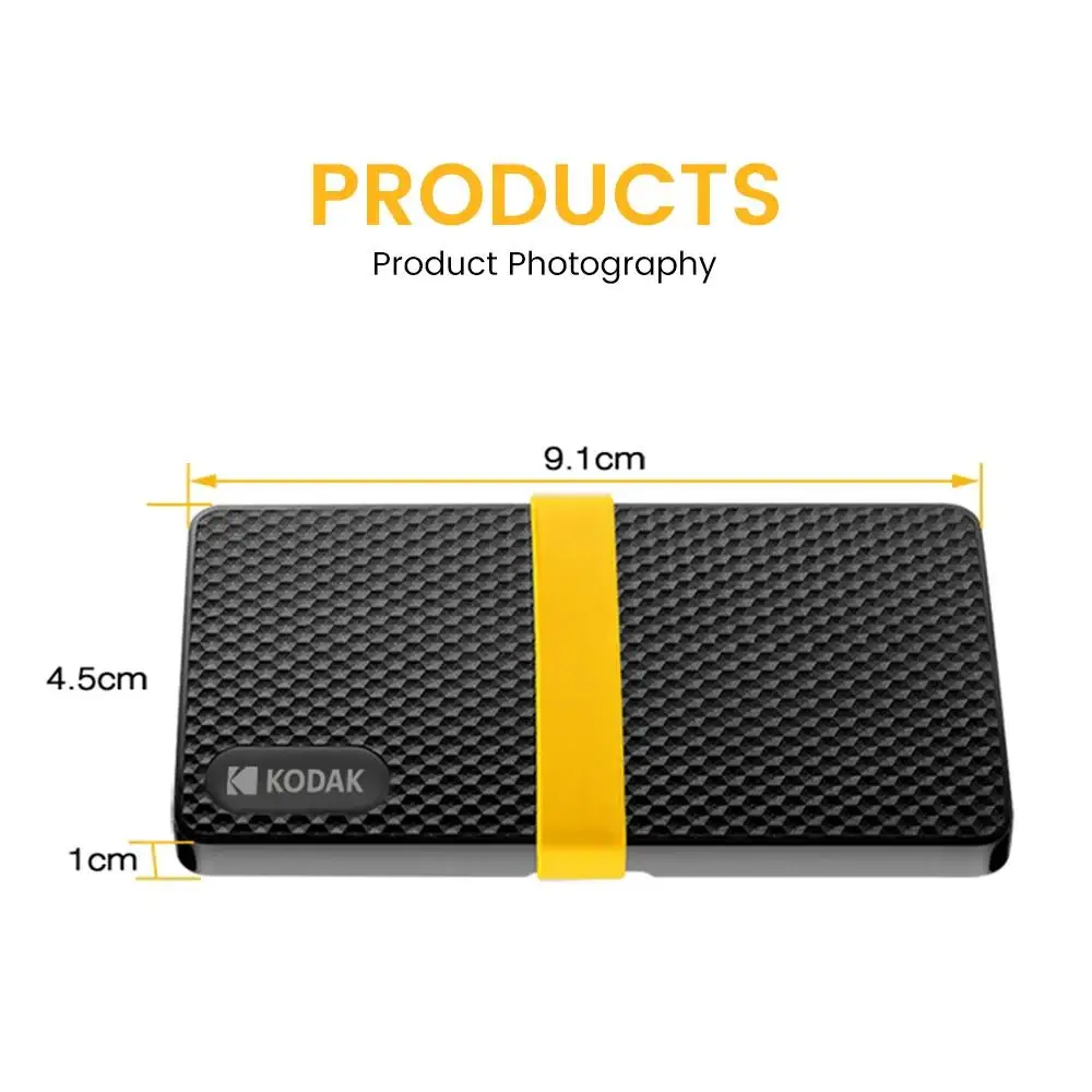 KODAK X200 휴대용 SSD 외장 드라이브 하드 디스크, 노트북 스마트폰 PC용, 1TB, C타입, USB3.1, 512GB, 256GB