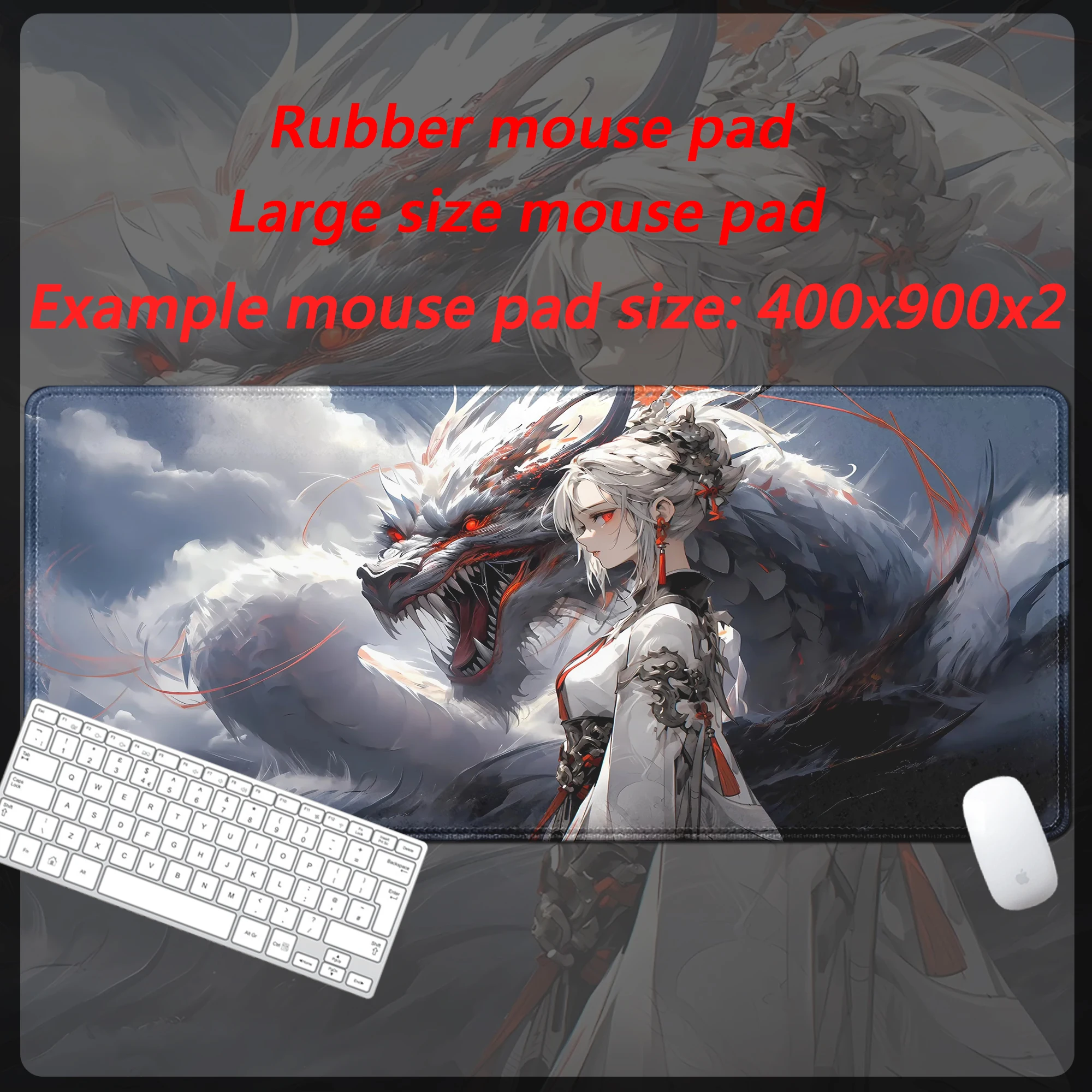 Anime women HD Mythical beast Computer Gaming Loong Mouse Pad Xxl  Dragon Desk Large Mat Bottom Non-Slip Rubber Stitched Edges