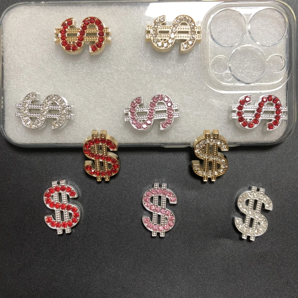 10Pcs New Noble Shiny Dollar Sign Rhinestone Hollow Out Jewelry Resin Charms Diy Junk Phone Case Decorations Hair Accessories